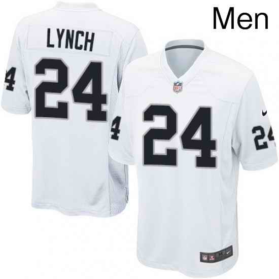 Mens Nike Oakland Raiders 24 Marshawn Lynch Game White NFL Jersey
